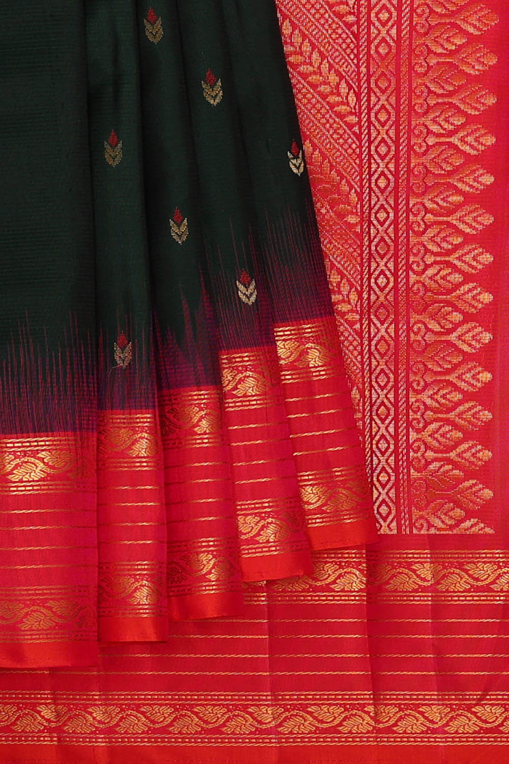 Image of Kanchipattu Bottle Green Brocade Saree