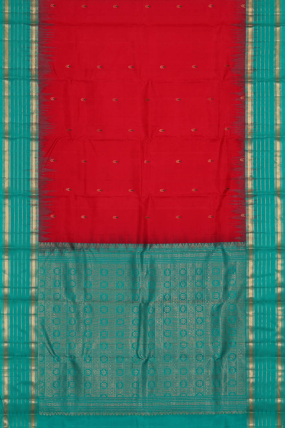 Image of Kanchipattu Red Brocade Saree