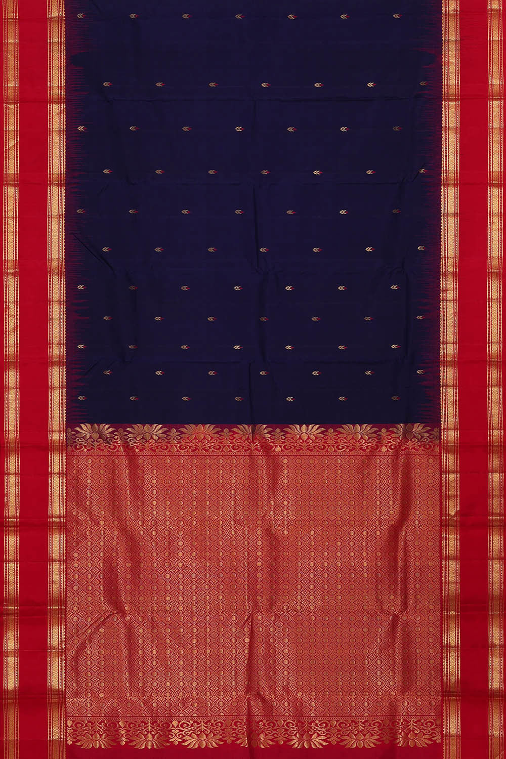 Image of Kanchipattu Navy Blue Brocade Saree