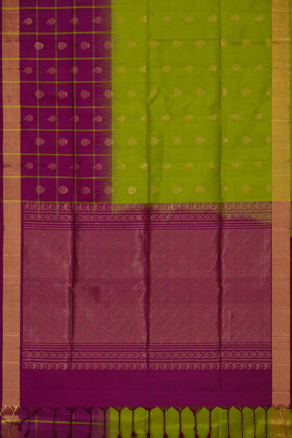 Image of Parrot Green Silk Saree