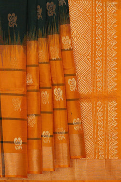 Image of Bottle Green Silk Saree