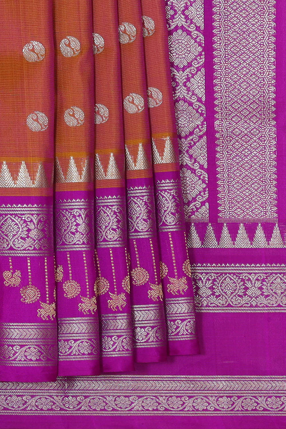 Venkatagiri Silk Golden Brown Saree