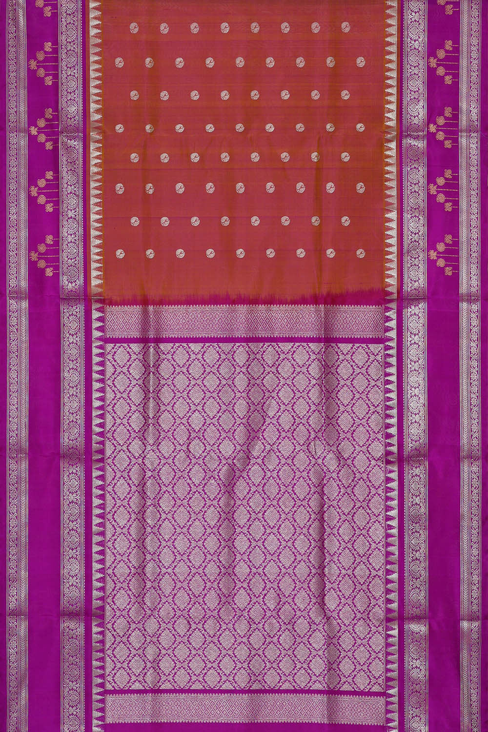 Venkatagiri Silk Golden Brown Saree