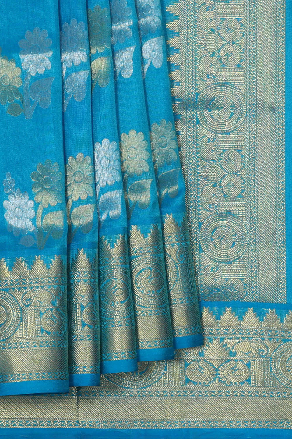 Image of Venkatagiri Silk Blue Saree