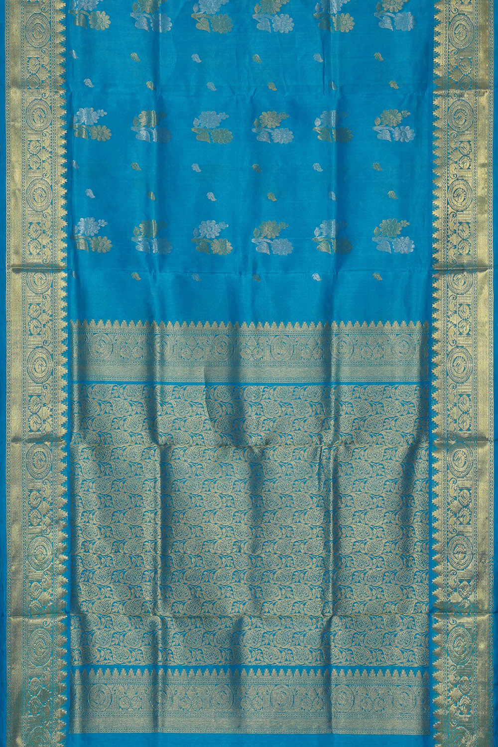 Image of Venkatagiri Silk Blue Saree