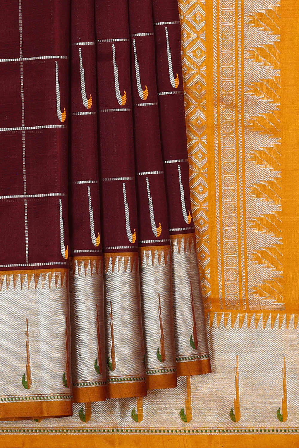Image of Venkatagiri Silk Maroon Saree