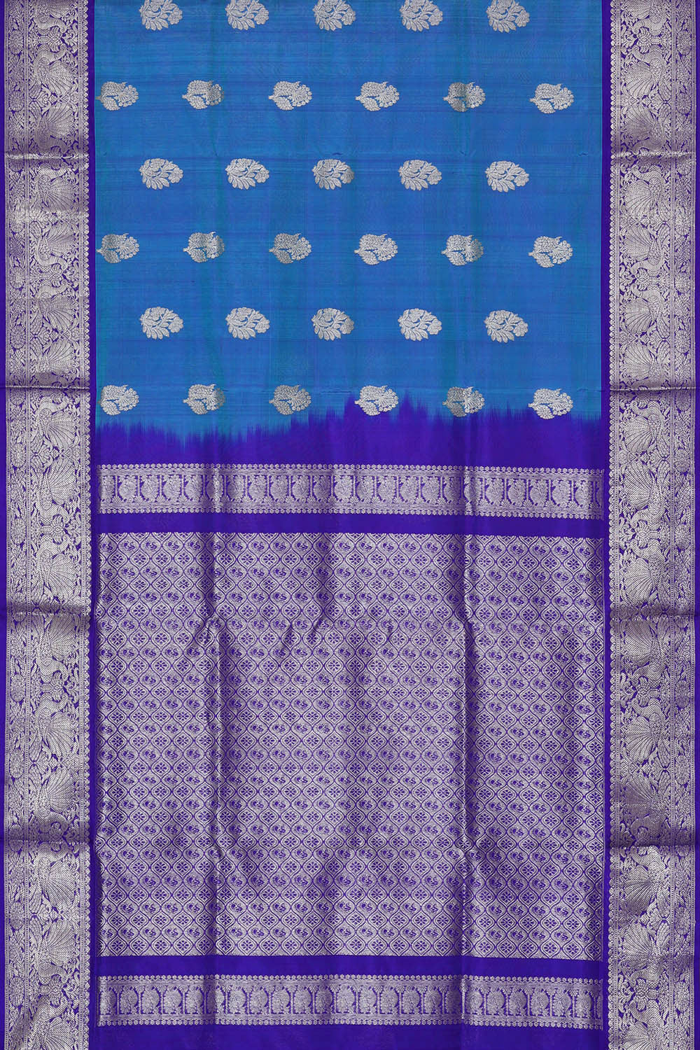 Image of Venkatagiri Silk Ocean Blue Saree