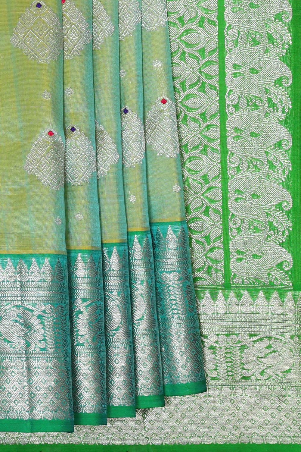 Venkatagiri Silk Pista Green Saree