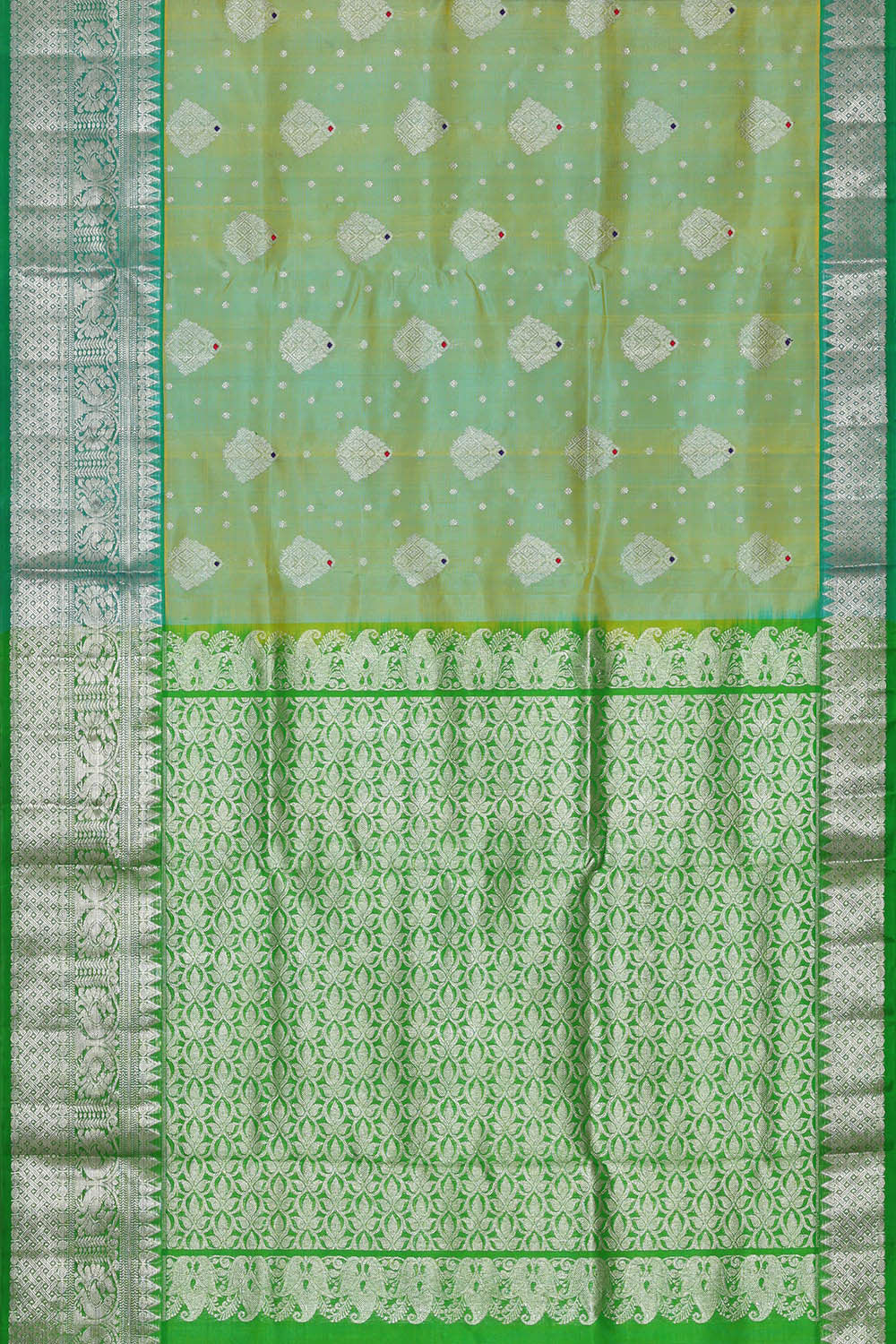 Venkatagiri Silk Pista Green Saree