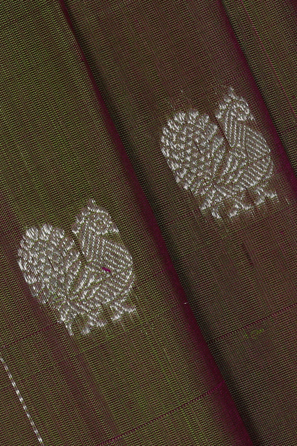 Image of Venkatagiri Silk Olive Green Saree