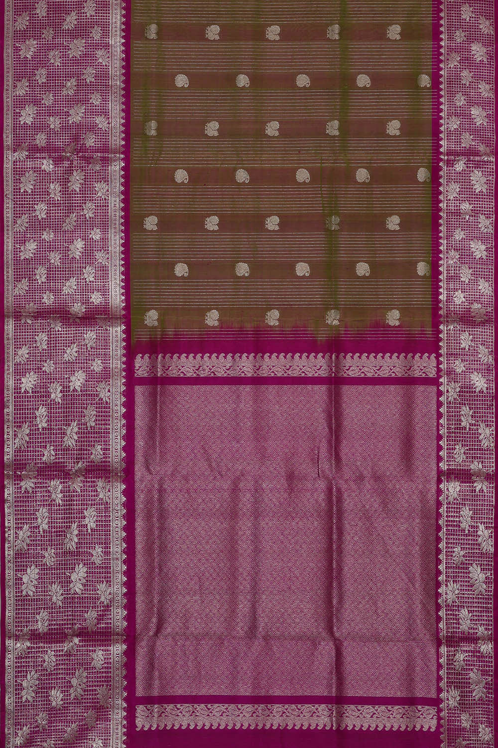 Image of Venkatagiri Silk Olive Green Saree
