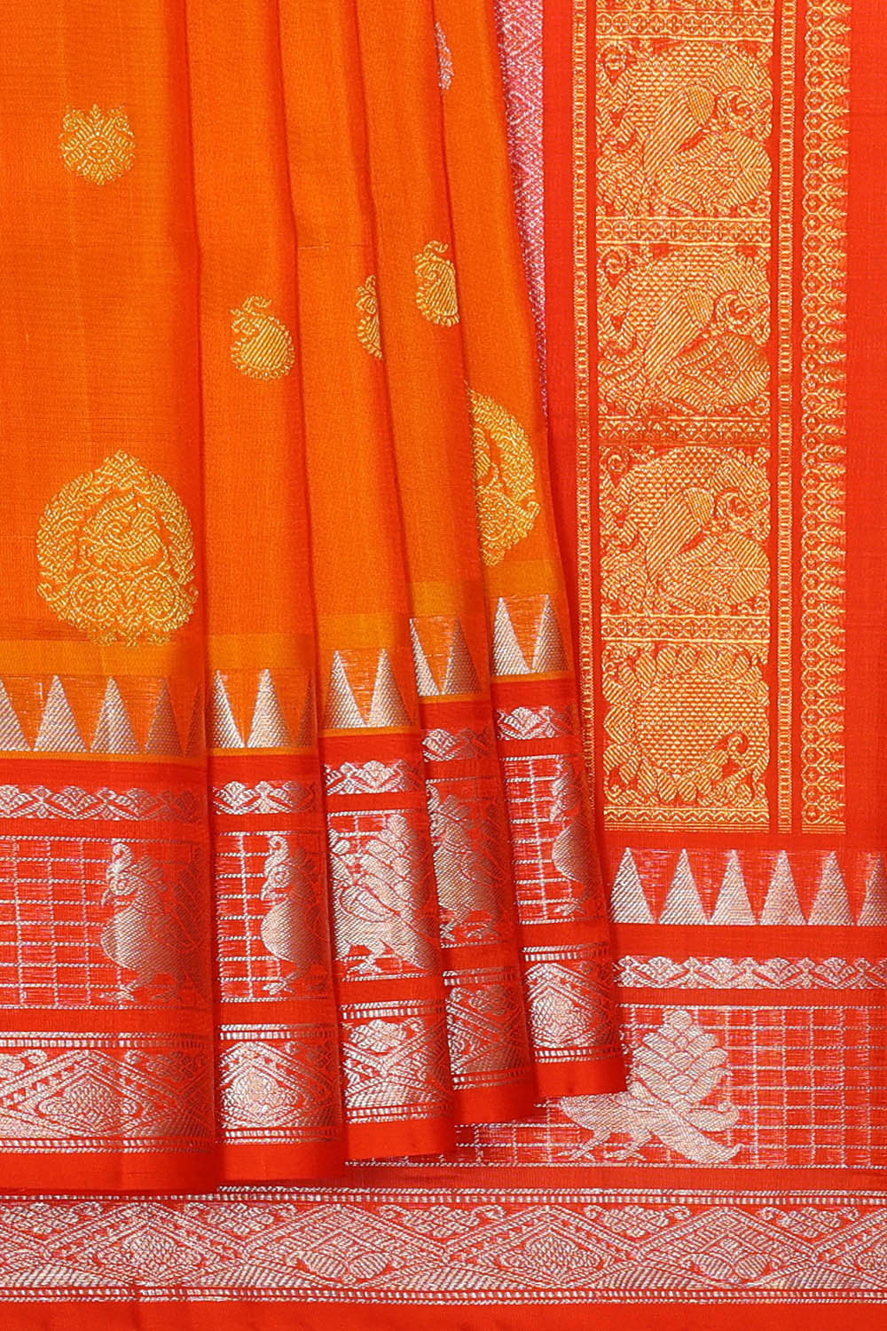Image of Venkatagiri Silk Orange Saree
