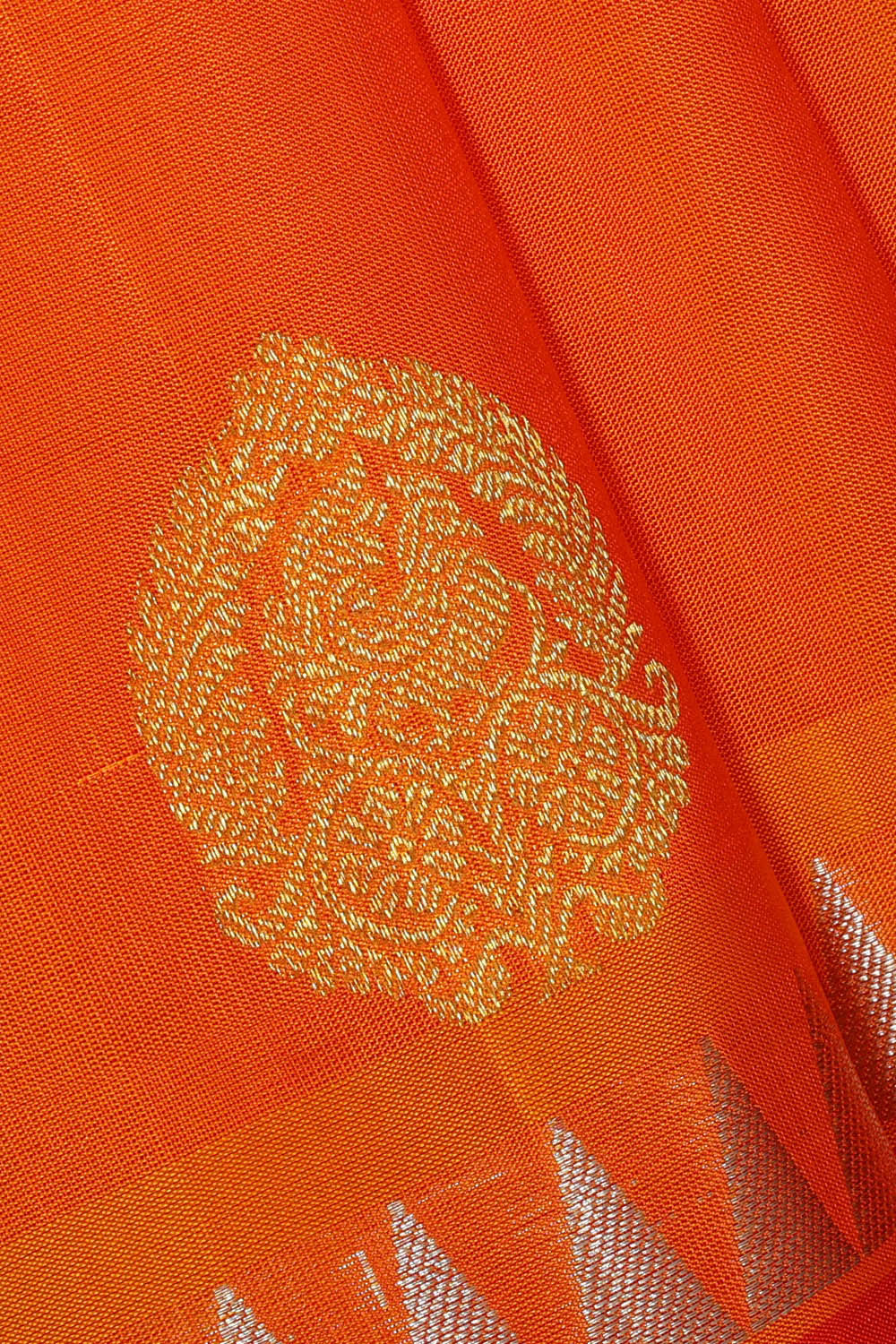 Image of Venkatagiri Silk Orange Saree