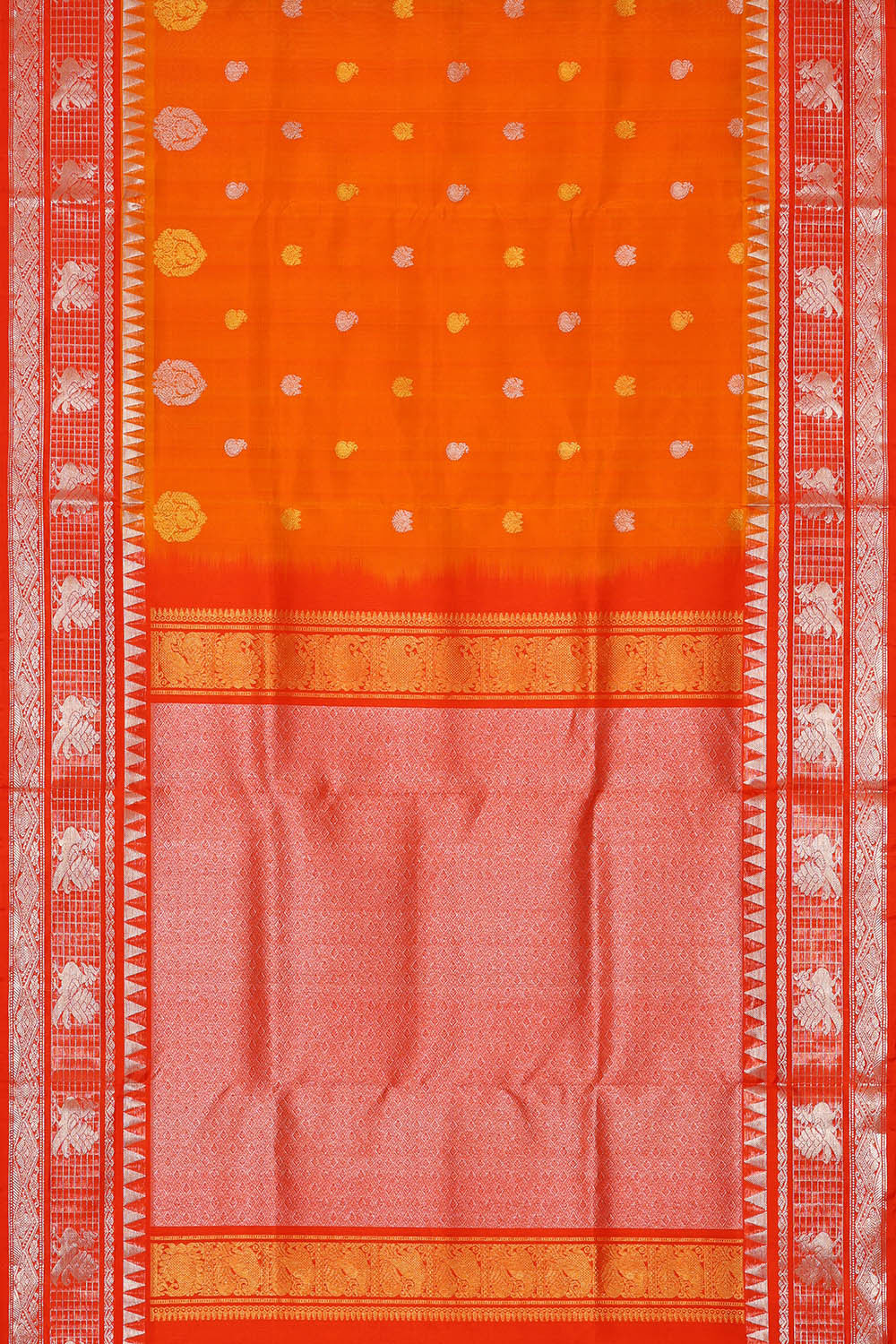 Image of Venkatagiri Silk Orange Saree