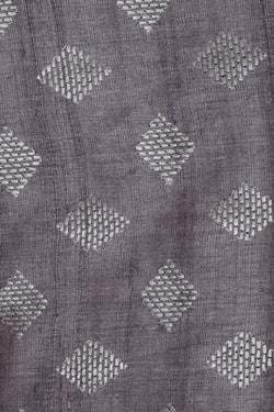 Image of Tussar Silk Greyish Lavender Embroidered Saree