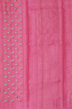 Image of Tussar Silk Pink Embroidered Saree
