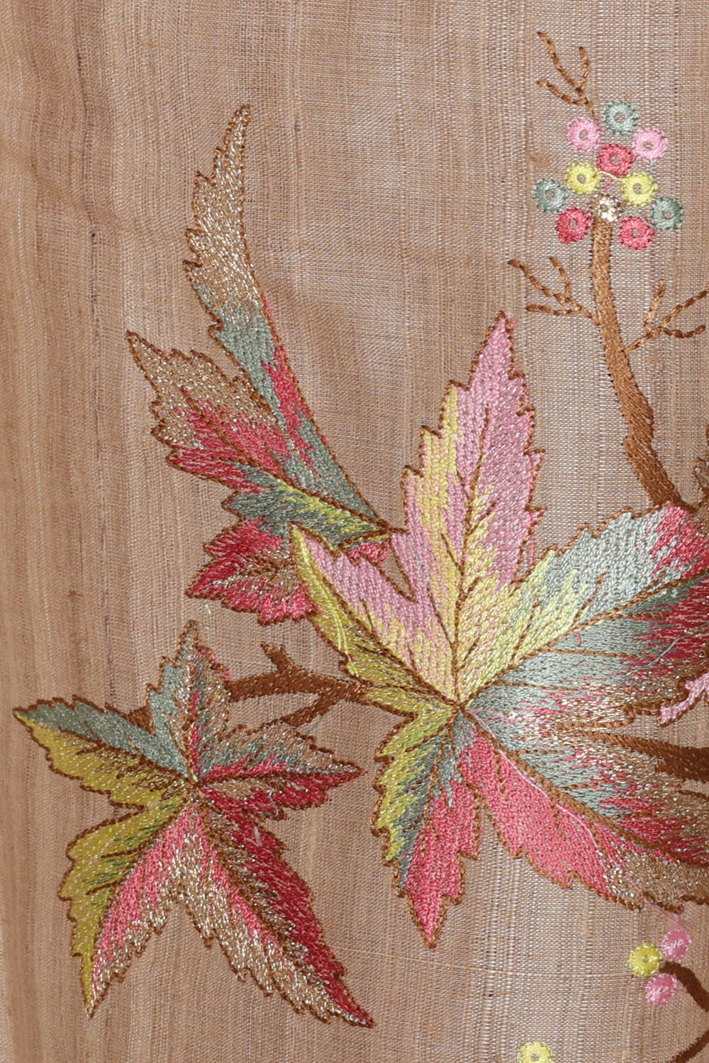 Image of Tussar Silk Cream Embroidered Saree