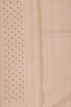 Image of Tussar Silk Cream Embroidered Saree