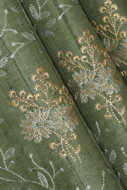 Image of Tussar Silk Pista Green Embroidered Saree