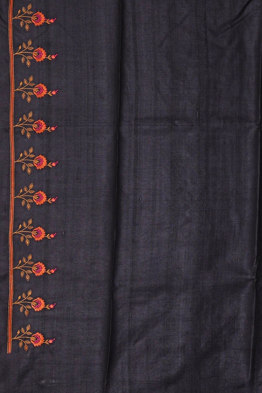 Image of Tussar Silk Black Embroidered Saree