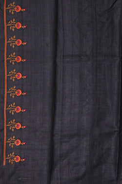 Image of Tussar Silk Black Embroidered Saree