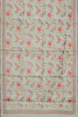 Image of Tussar Silk Light Pista Green Embroidered Saree