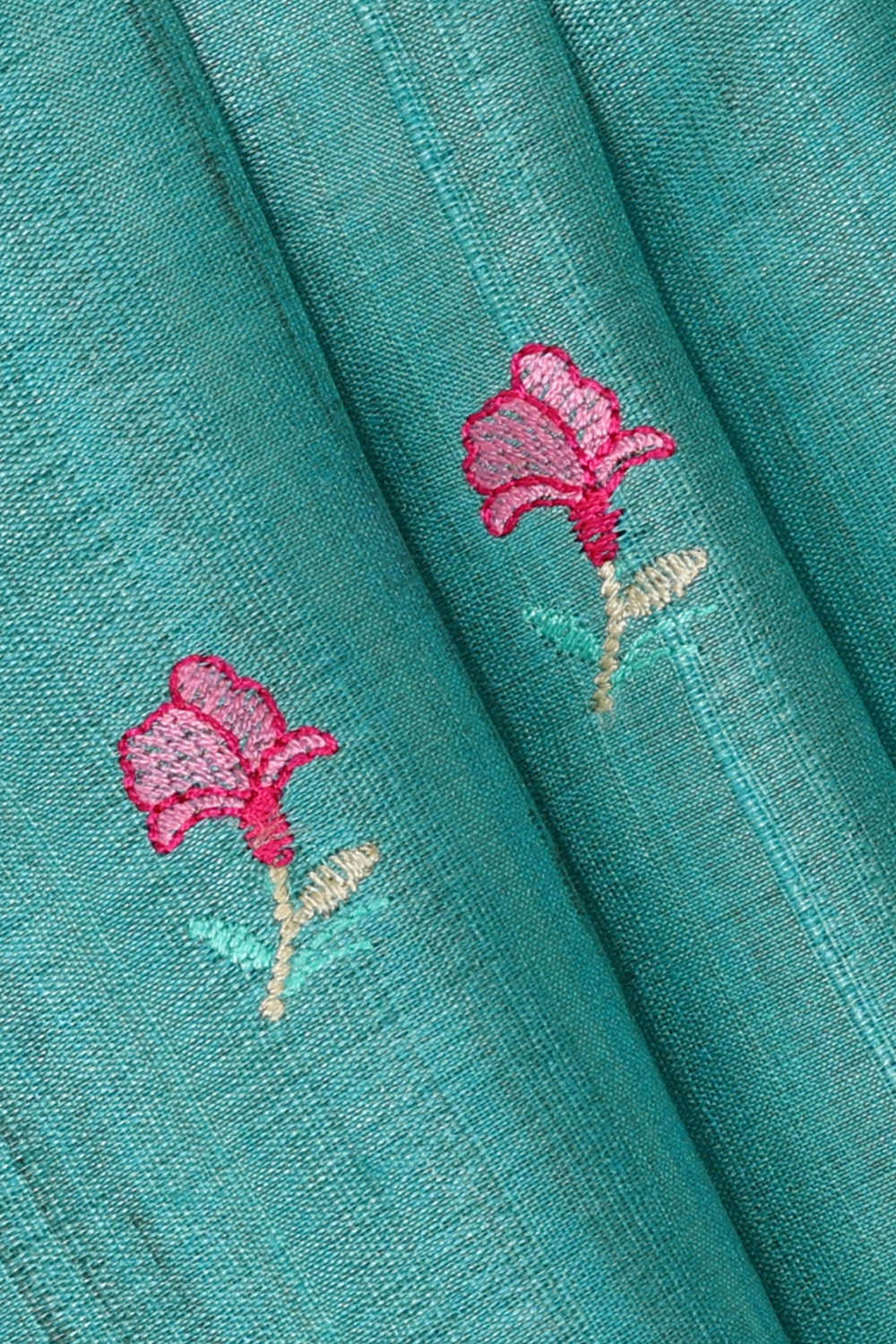 Tussar Silk Sky Blue Embroidered Saree