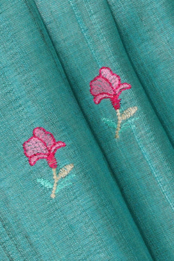Image of Tussar Silk Sky Blue Embroidered Saree