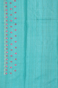 Image of Tussar Silk Sky Blue Embroidered Saree