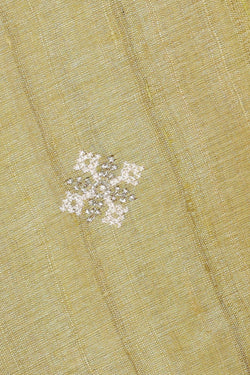 Image of Tussar Silk Yellow Embroidered Saree