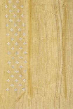 Image of Tussar Silk Yellow Embroidered Saree