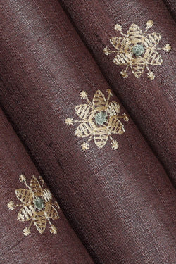Image of Tussar Silk Brown Embroidered Saree