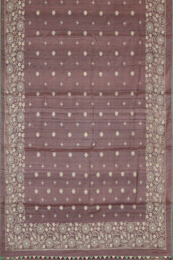 Image of Tussar Silk Brown Embroidered Saree