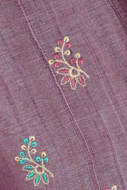 Image of Tussar Silk Lavender Embroidered Saree