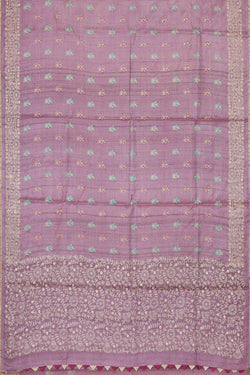 Image of Tussar Silk Lavender Embroidered Saree
