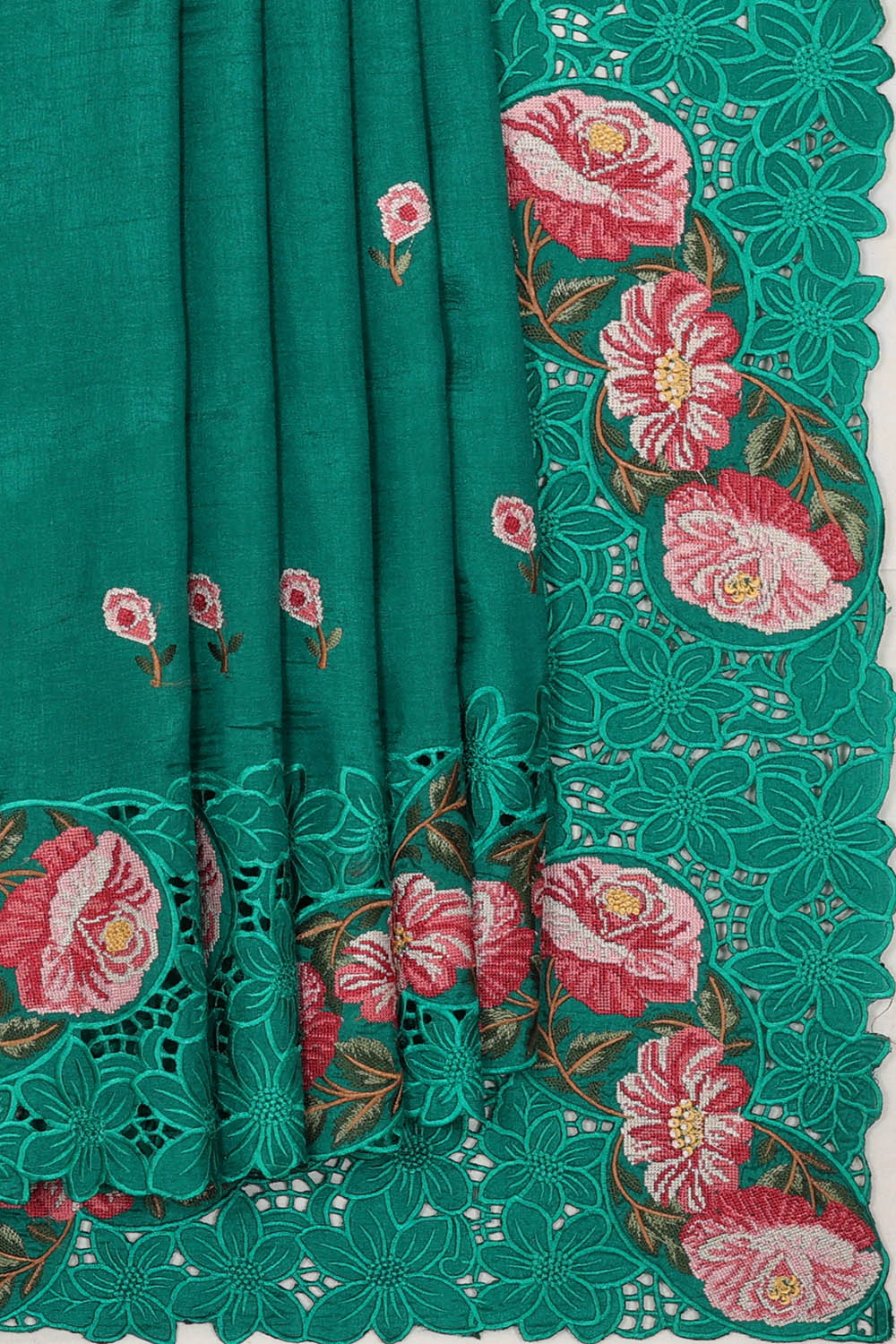Image of South Silk Emerald Green Saree