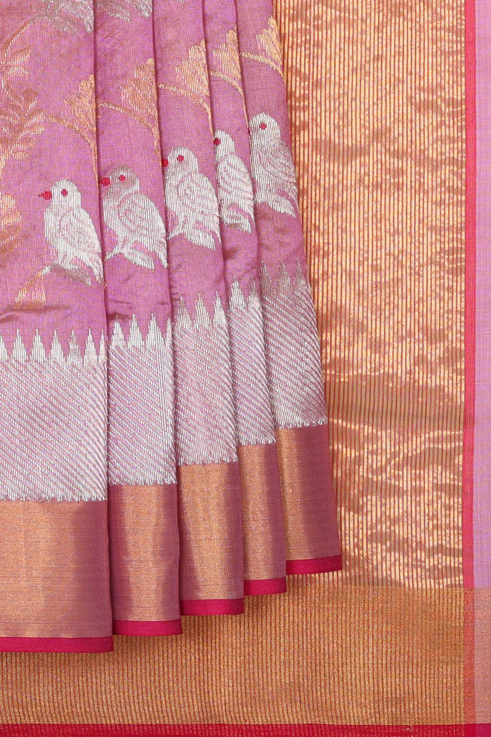 Image of Chanderi Silk Onion Pink Saree
