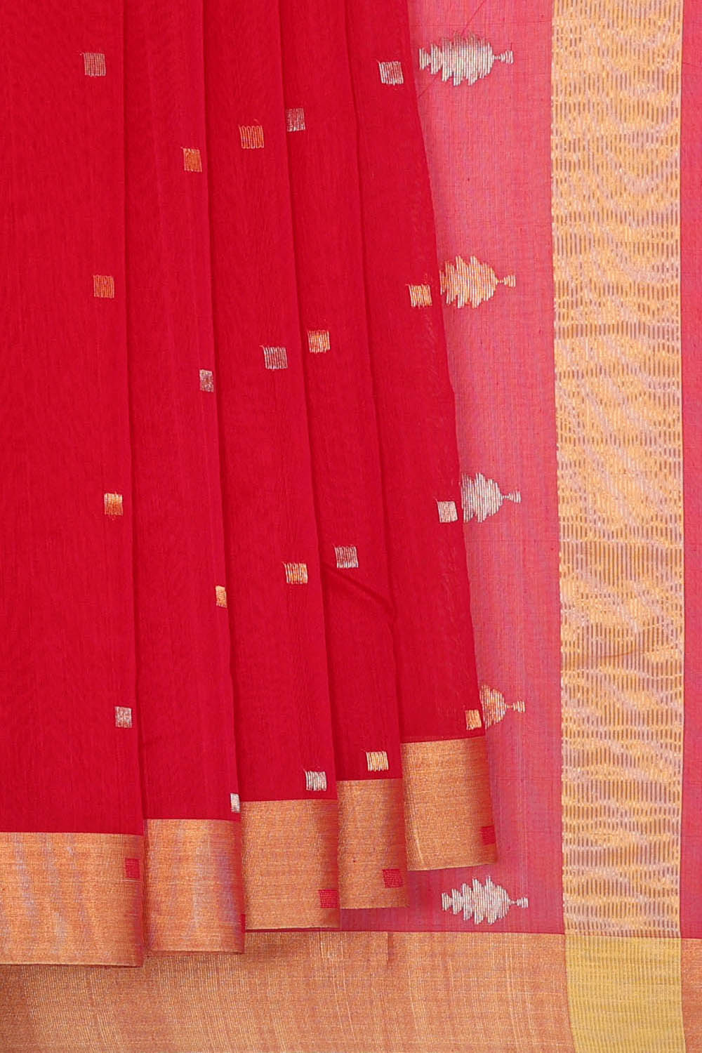 Image of Chanderi Cotton Silk Pink Saree