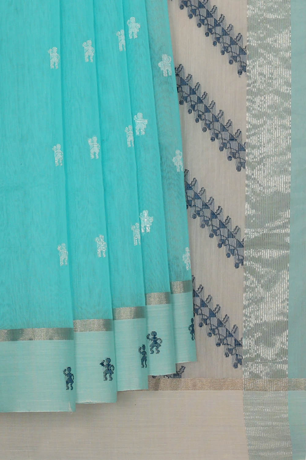 Image of Chanderi Cotton Silk Sky Blue Saree
