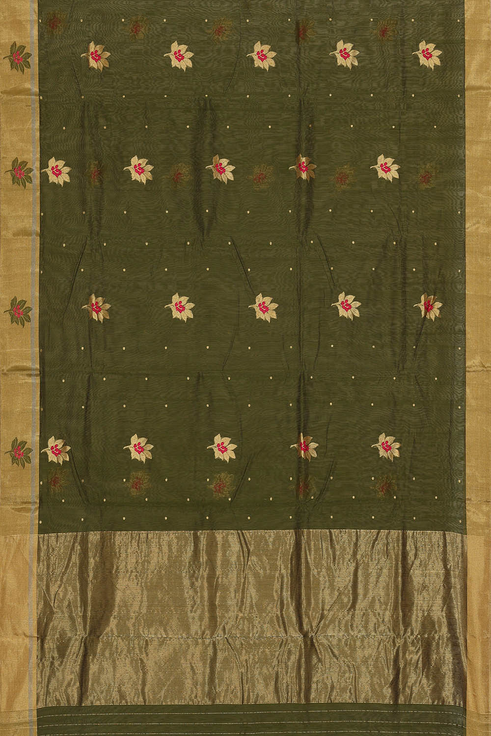 Image of Tussar Silk Green Saree