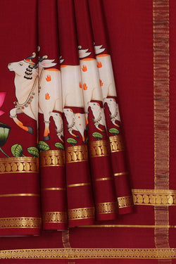 Image of Printed Binny Crepe Maroon Saree