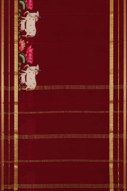 Image of Printed Binny Crepe Maroon Saree