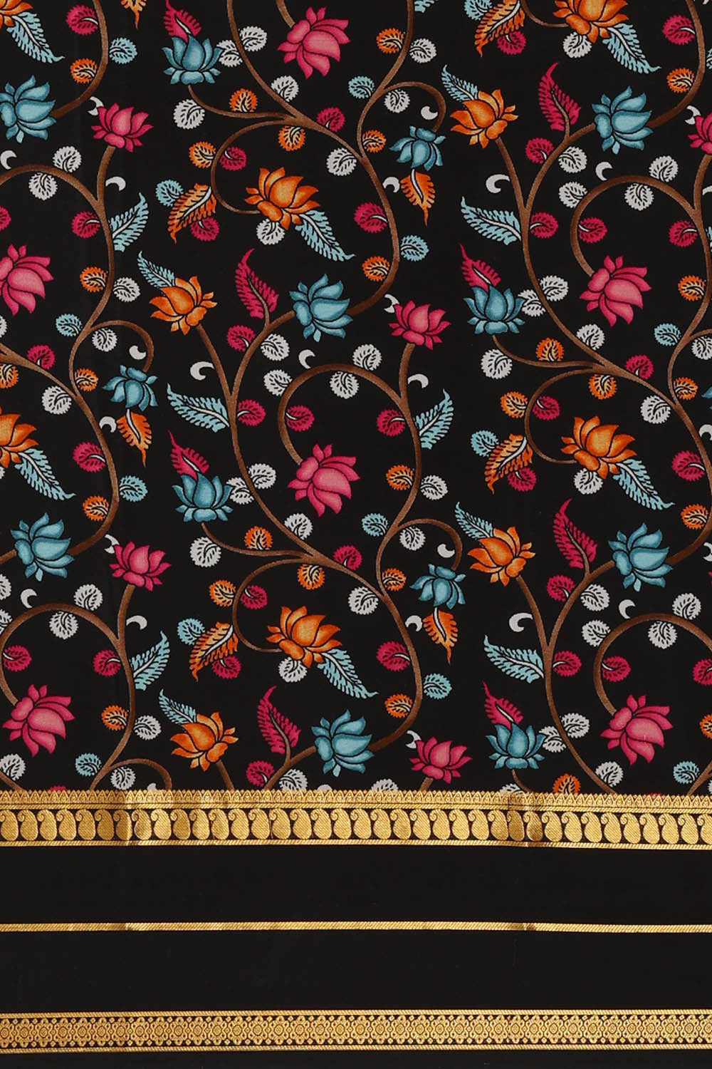 Printed Binny Crepe Black Saree