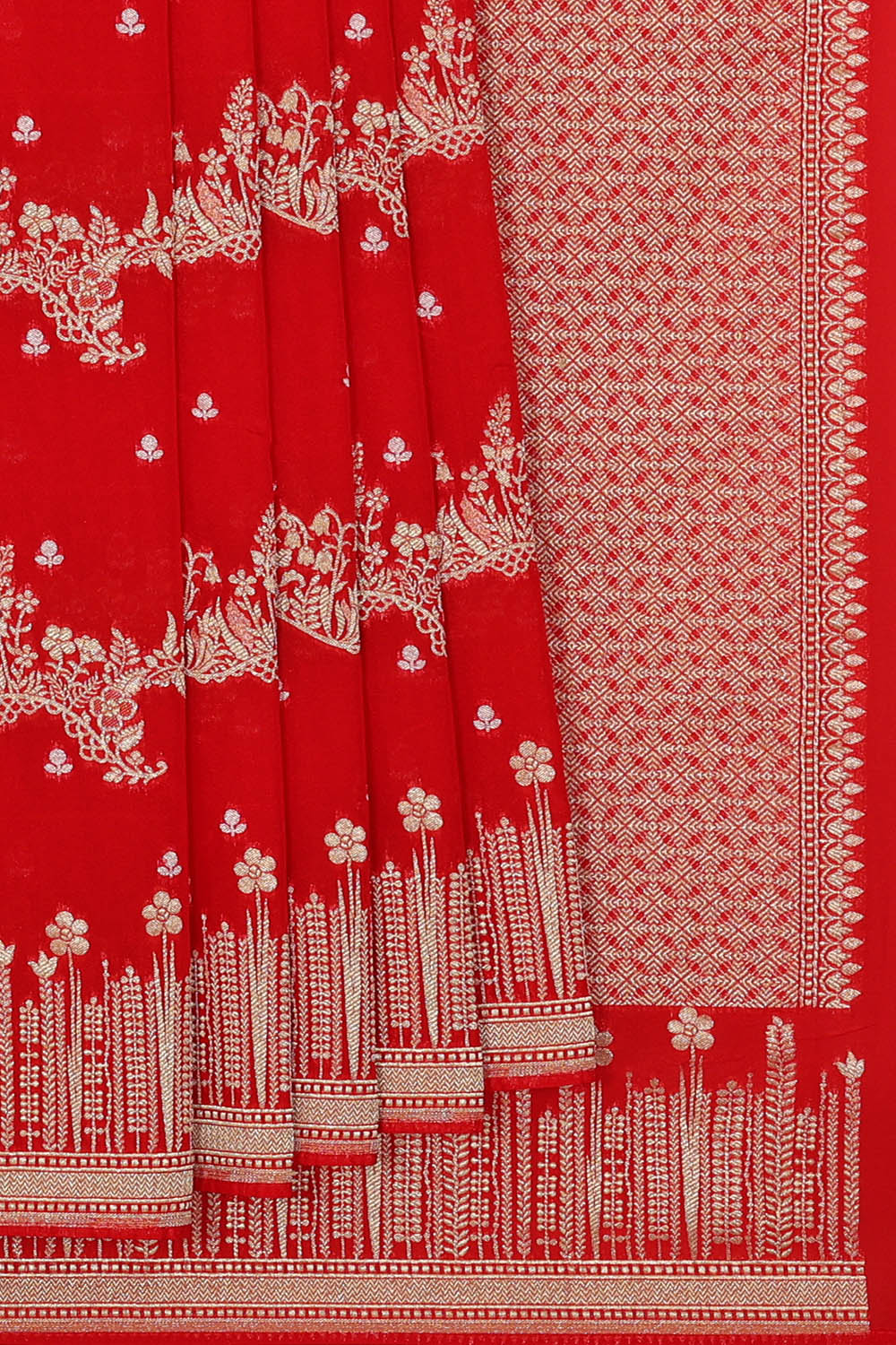 Image of Banarasi Silk Red Saree