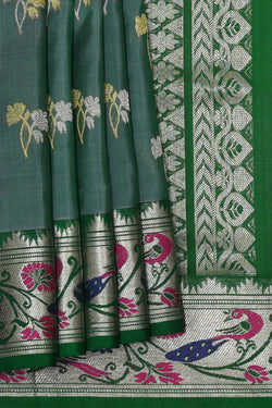 Image of Venkatagiri Silk Teal Green Saree