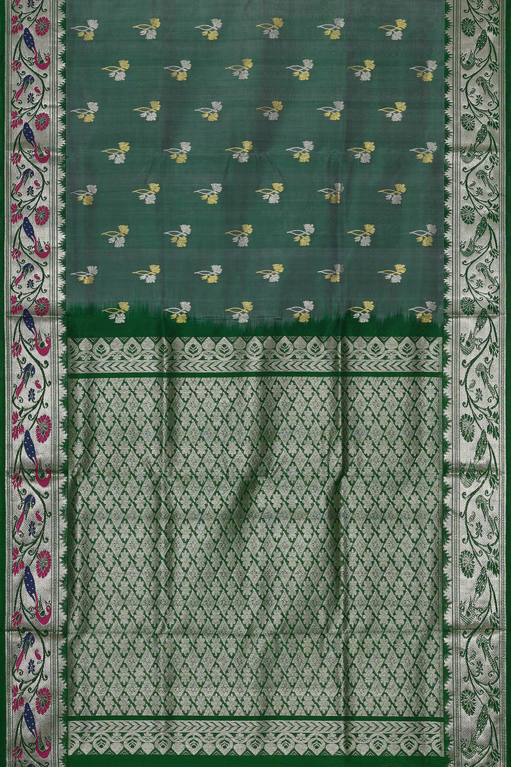 Venkatagiri Silk Teal Green Saree