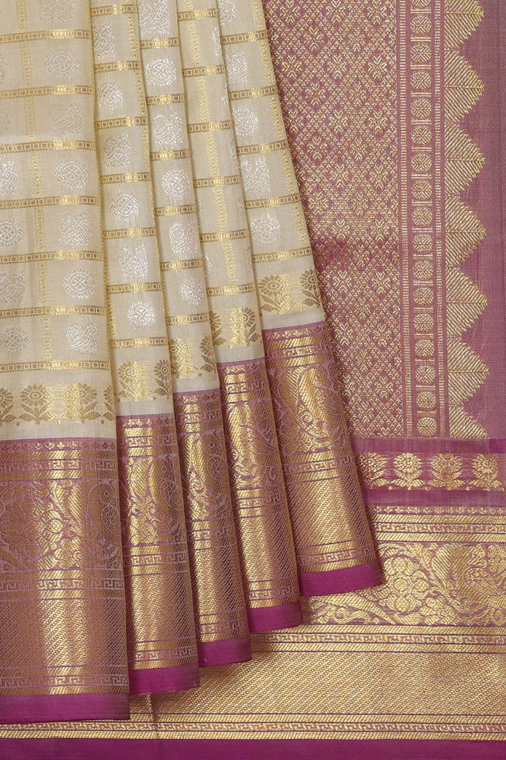 Image of Venkatagiri Silk Cream Saree