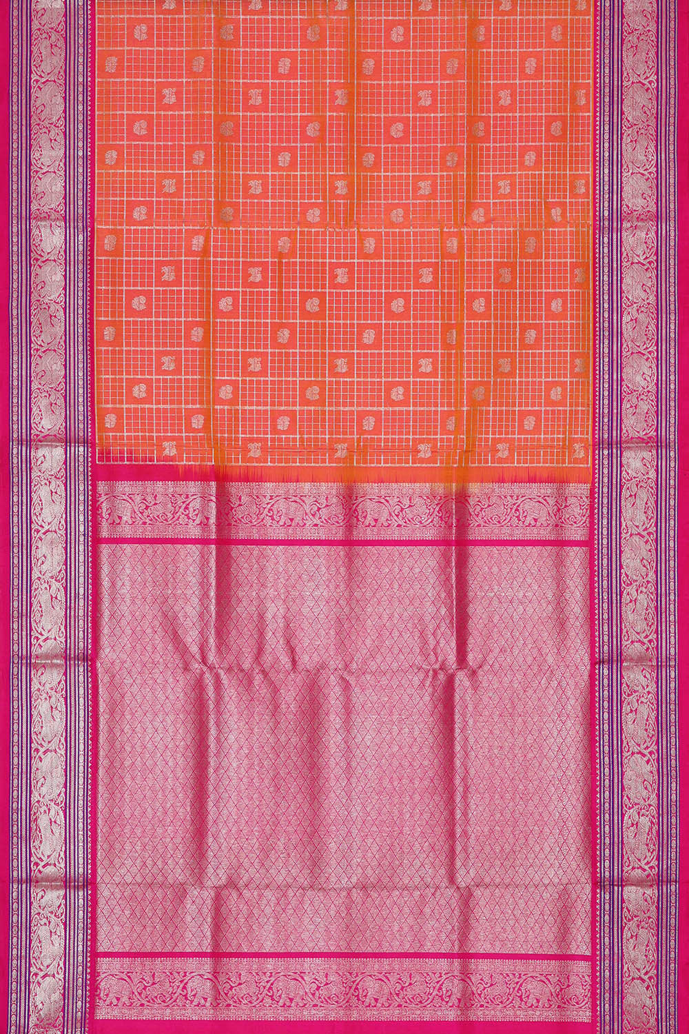 Venkatagiri Silk Orange Saree