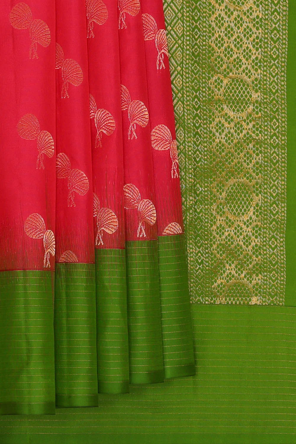 Image of Kanchipattu Pinkish Red Brocade Saree