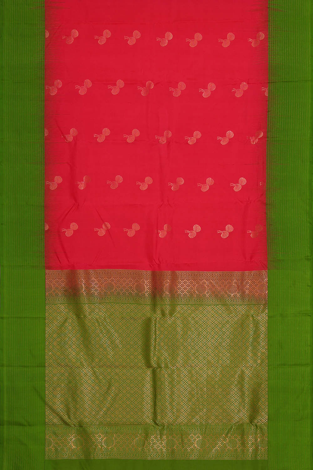 Image of Kanchipattu Pinkish Red Brocade Saree